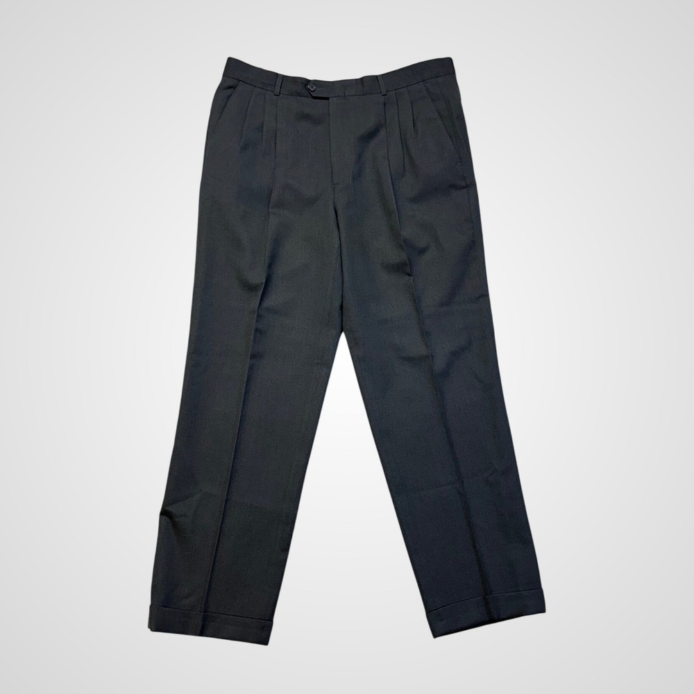 Ballin Dress Trousers Mens 36 Charcoal Grey Excellent Cuffed Flat‎ Front Slacks